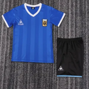 1986 retro kids argentina national team away football shirt 1