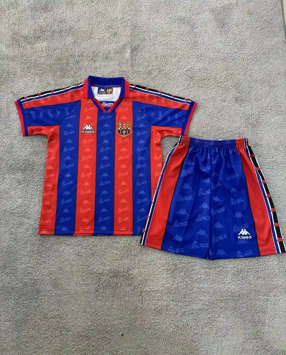 1996 1997 retro kids barcelona home football shirt 1