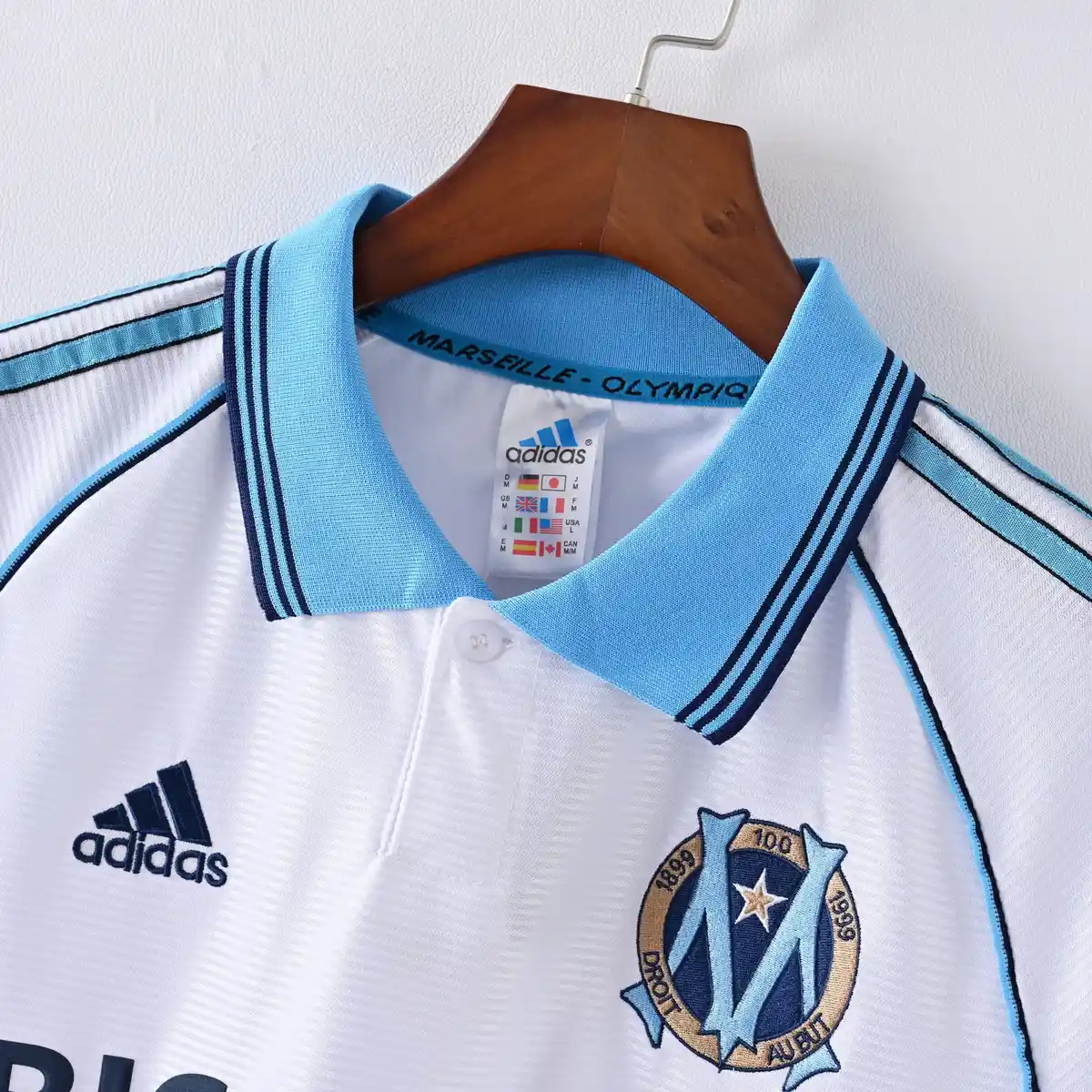 1998 1999 olympique marseille home soccer jersey 3