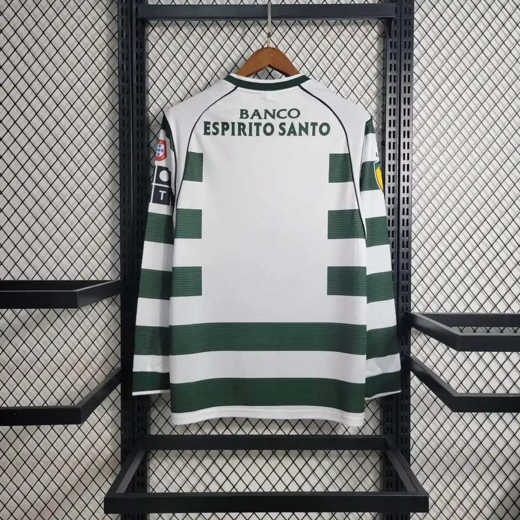 2001 2003 retro long sleeve sporting lisbon home football shirt 2