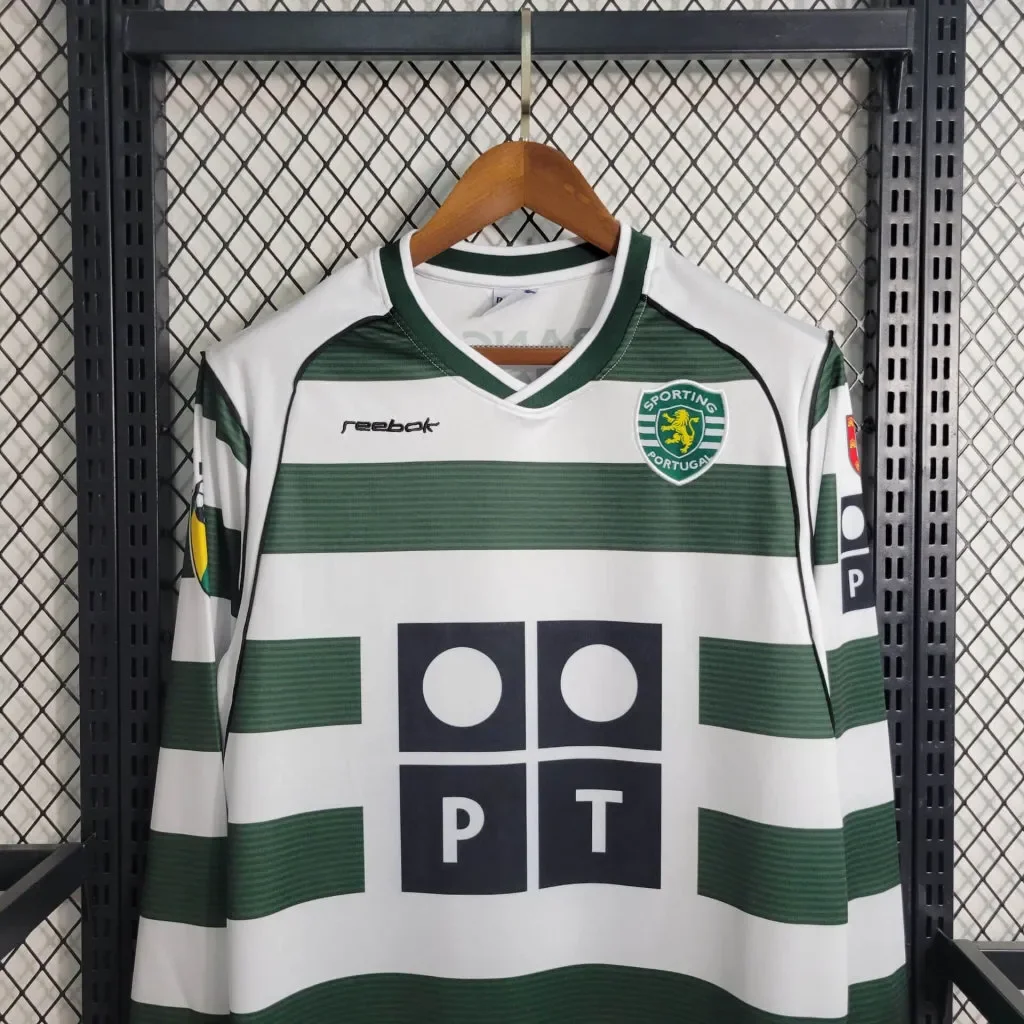 2001 2003 retro long sleeve sporting lisbon home football shirt 3