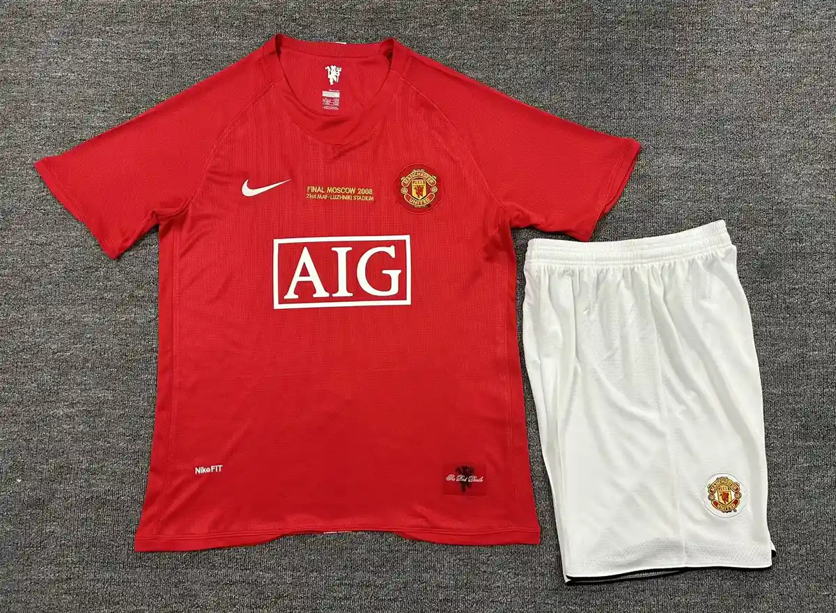 2007 2008 retro adult set manchester united home football shirt 1