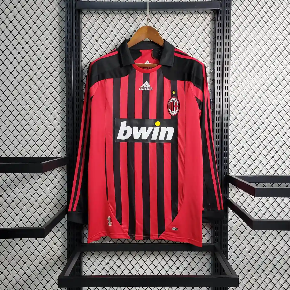 2007 2008 retro long sleeve ac milan home football shirt 1