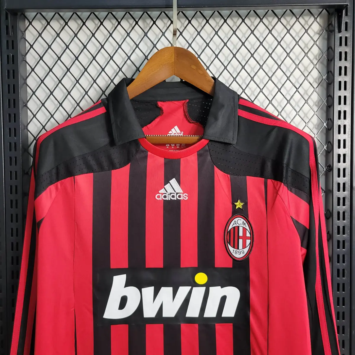 2007 2008 retro long sleeve ac milan home football shirt 3