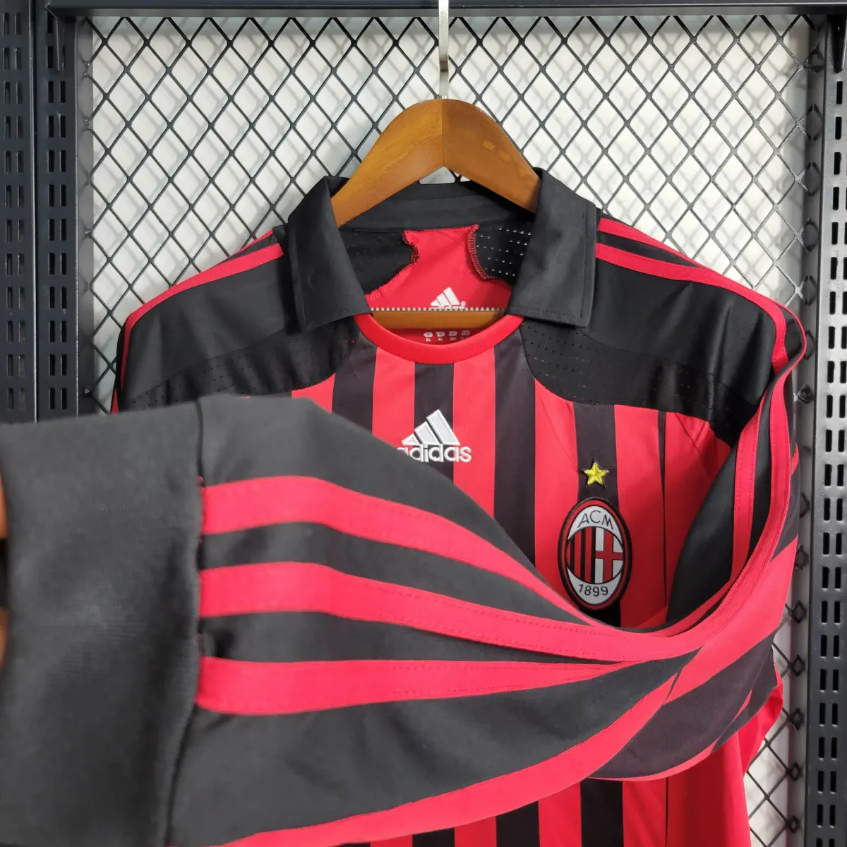 2007 2008 retro long sleeve ac milan home football shirt 6