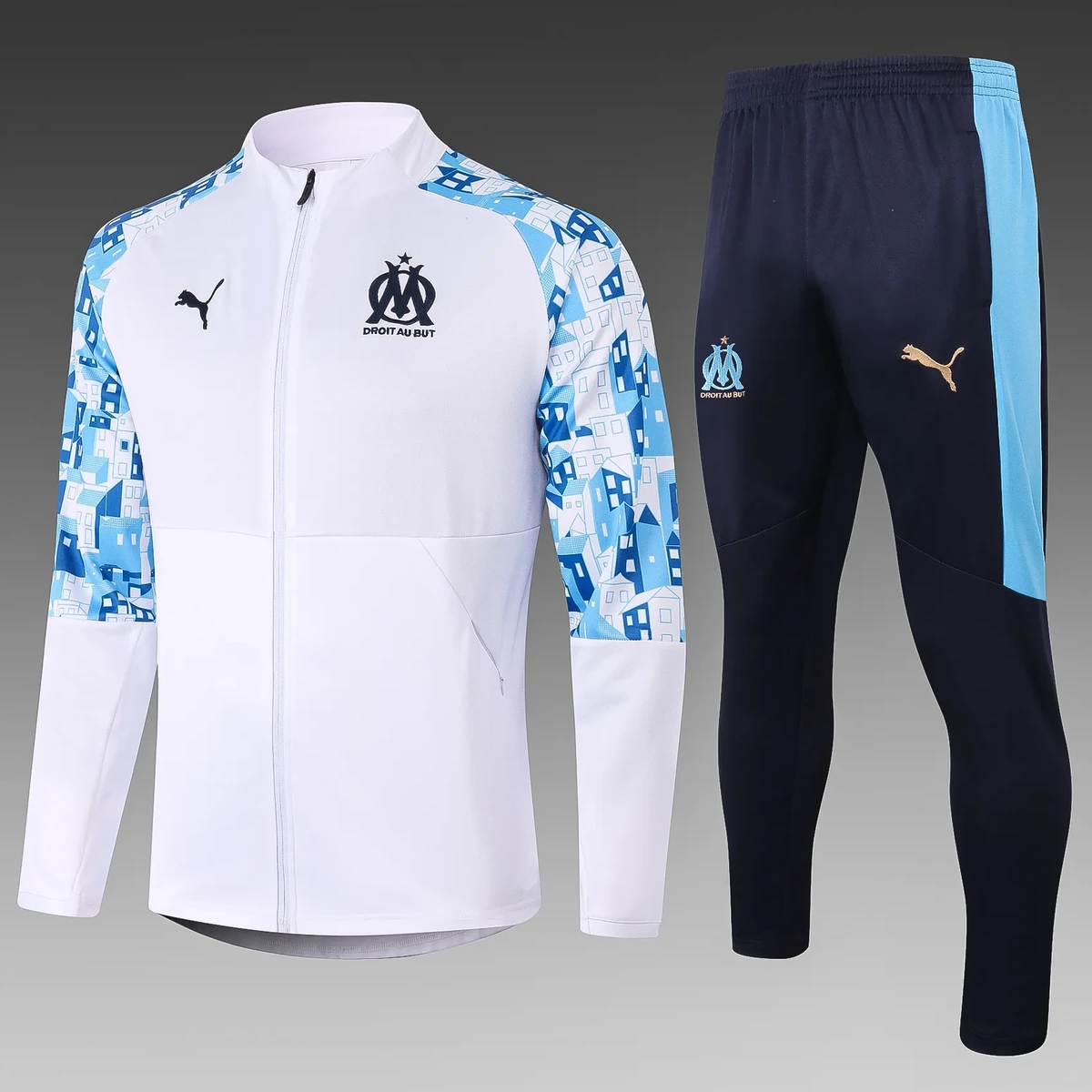 2021 marseille long zip jacket training suit jersey set 1