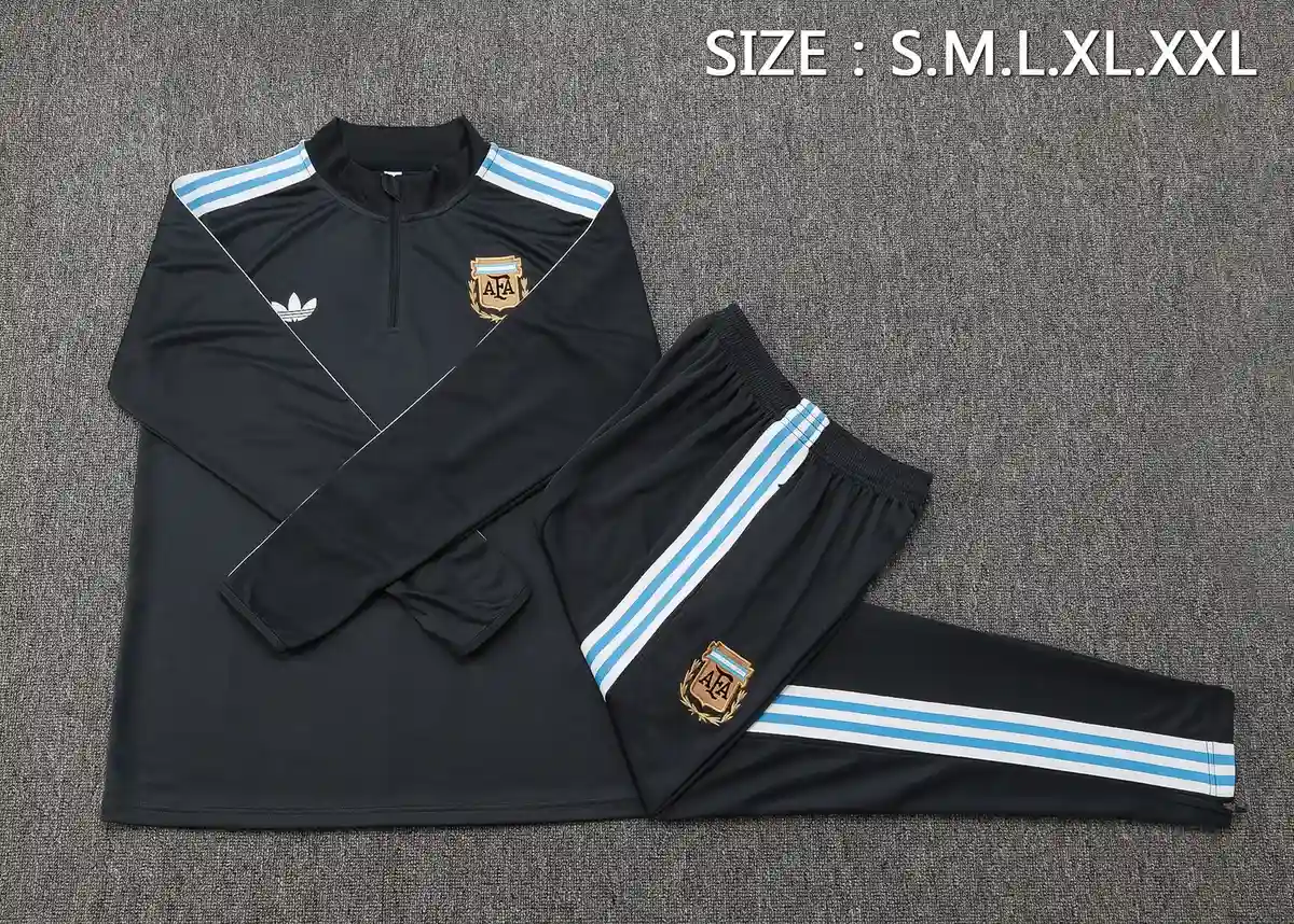 2025 2026 argentina half zipped training suit soccer jersey set 3