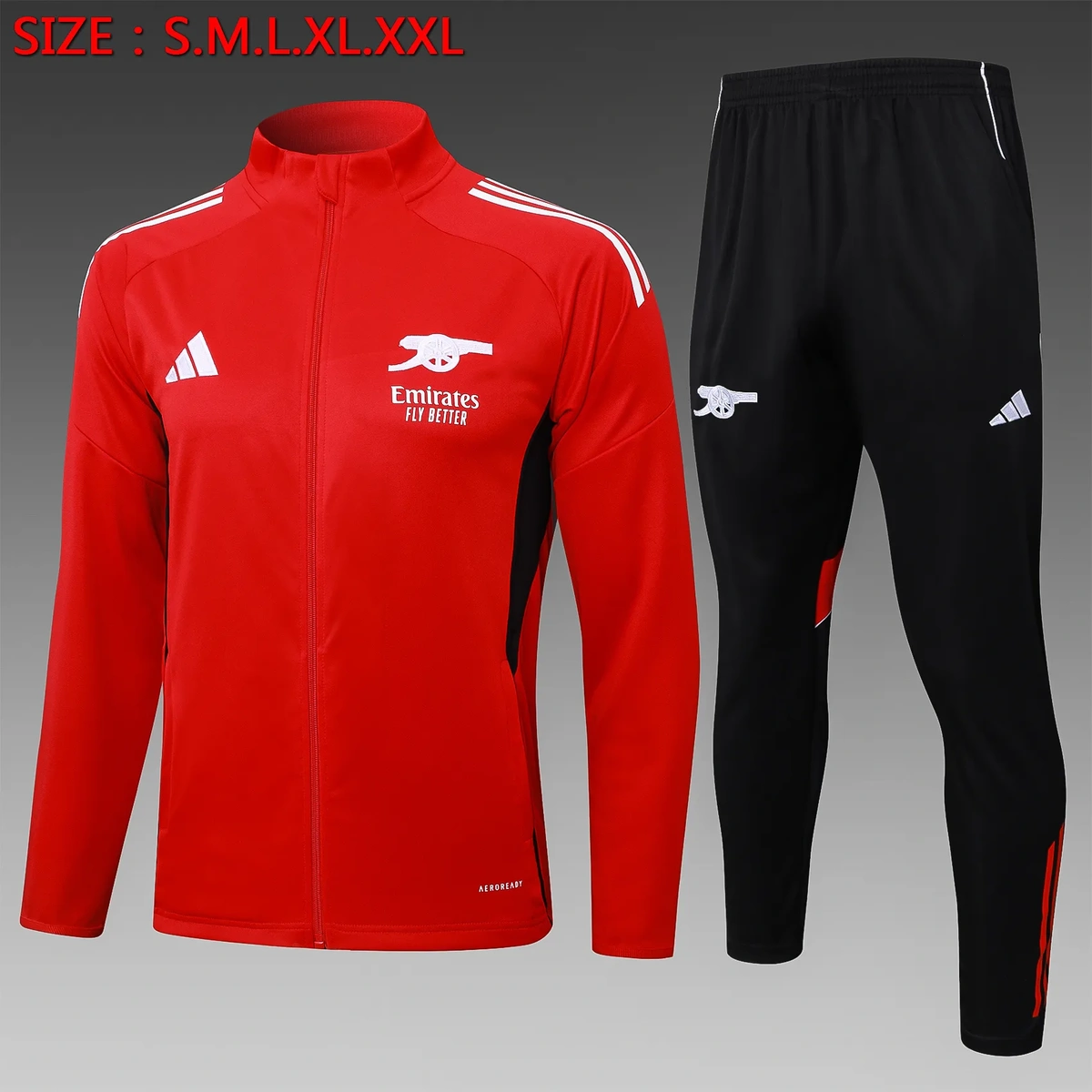 2025 2026 arsenal long zipped jacket training suit jersey red 1