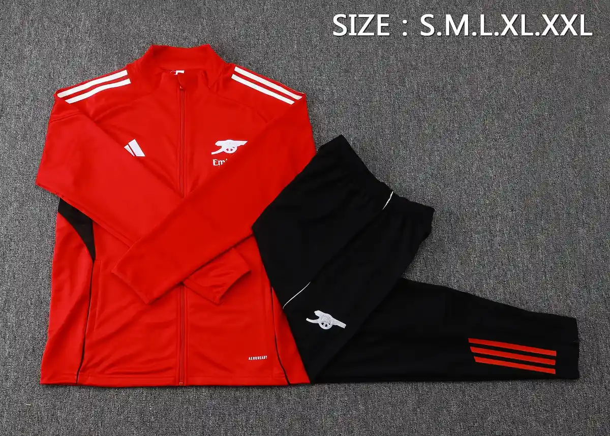 2025 2026 arsenal long zipped jacket training suit jersey red 3