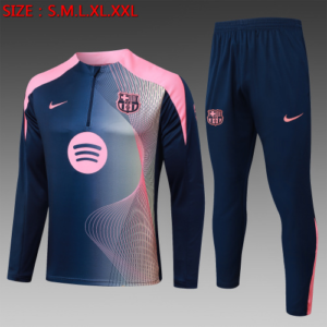 2025 2026 barcelona half zipper blue curved inkjet training suit set 1