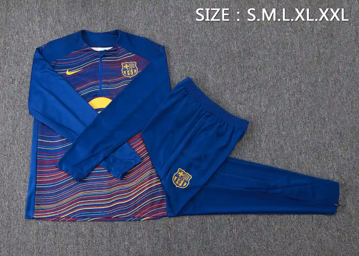 2025 2026 barcelona half zipper cailan twill inkjet training suit set 2