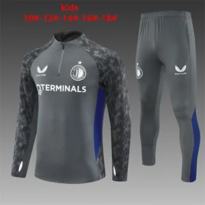 2025 2026 kids kit feyenoord dark grey training suit football shirt 1
