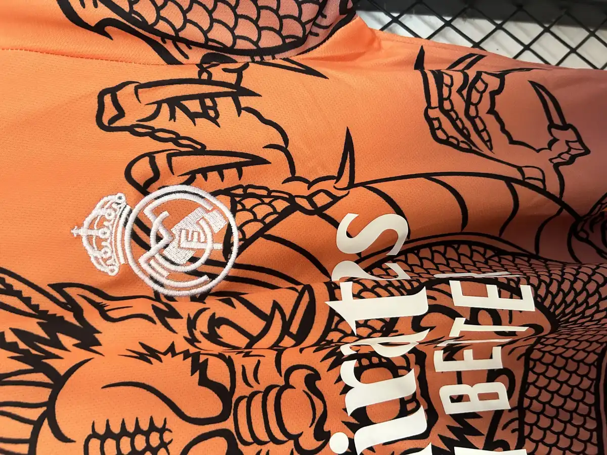 2025 2026 real madrid dragon edition orange soccer jersey 5