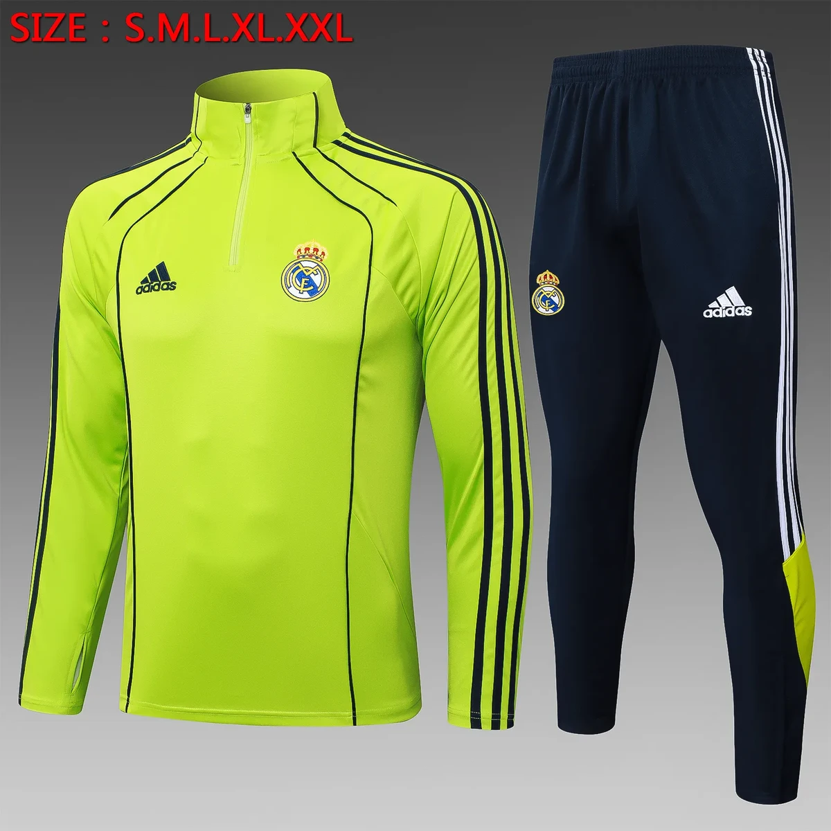 2025 2026 real madrid long zipper jacket training suit jersey set green 1