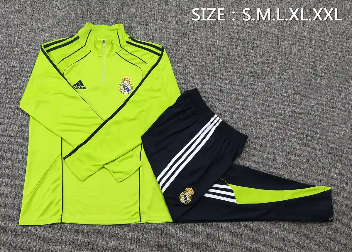 2025 2026 real madrid long zipper jacket training suit jersey set green 3