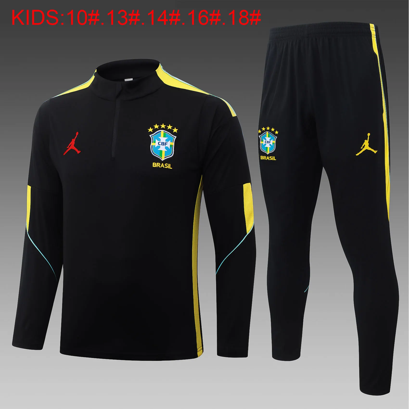 2026/2027 Kids Kit Brazil Half zipper Training Suit Set