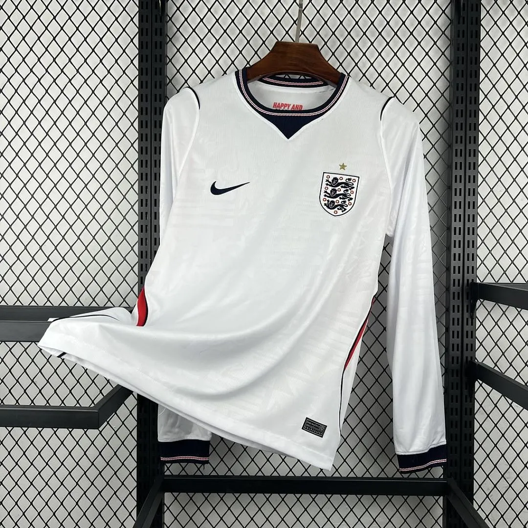 England 2026/2027 Fan Long Sleeve Home Football Shirt 1:1 Thai Quality