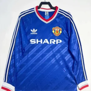 1986 1988 retro long sleeve man united second away football shirt 1