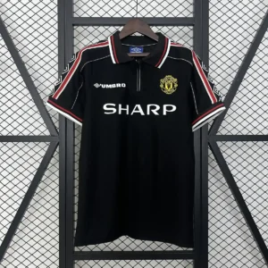 1998 1999 retro manchester united away football shirt black 1