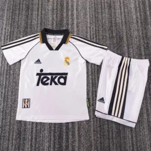 1998 2000 retro kids real madrid home football shirt 1