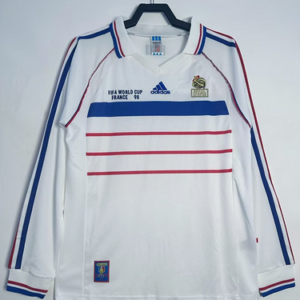 1998 retro long sleeve france away football shirt 1