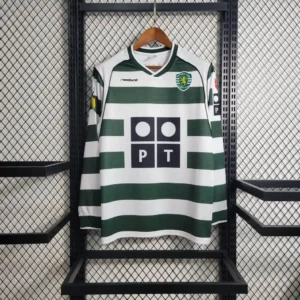 2001 2003 retro long sleeve sporting lisbon home football shirt 1