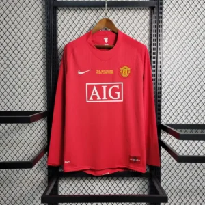 2007 2008 retro long sleeve man united champions league version home football shirt 1