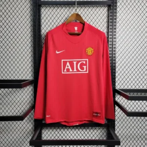 2007 2008 retro long sleeve manchester united home football shirt 1