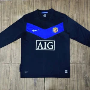 2009 2010 retro long sleeve manchester united away football shirt 1