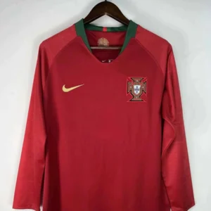 2018 retro long sleeve portugal home football shirt 1