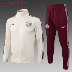2025 2026 ajax long zip jacket training suit jersey set cream yellow 1