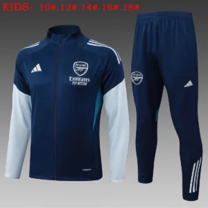 2025 2026 kids kit arsenal long zipped jacket training suit set blue 1