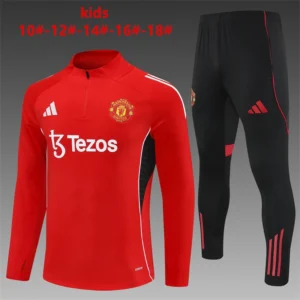 2025 2026 kids kit manchester united red training suit football shirt 1