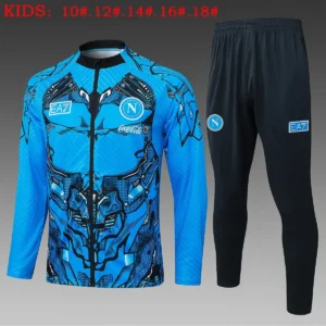 2025 2026 kids kit napoli long zip jacket training suit jersey set blue 1