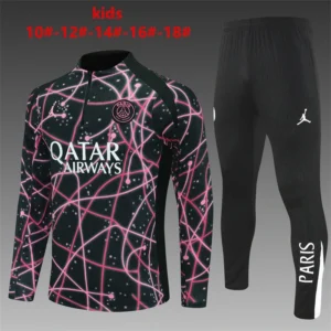2025 2026 kids kit paris saint germain black pink training suit football shirt 1
