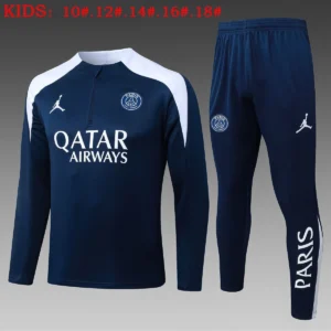 2025 2026 kids kit psg half zipper training suit set blue 1