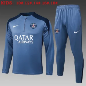2025 2026 kids kit psg half zipper training suit set gray 1