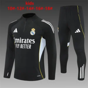 2025 2026 kids kit real madrid black training suit football shirt 1