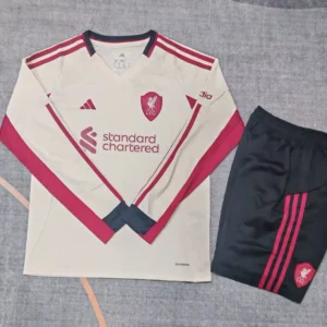 2025 2026 kids long sleeve liverpool away soccer jersey 1