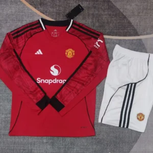 2025 2026 kids long sleeve manchester united home football shirt 1