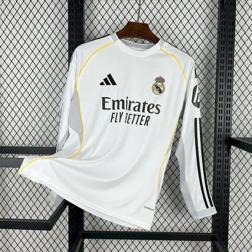 2025 2026 real madrid long sleeve home soccer jersey 1