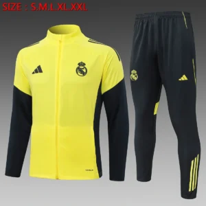 2025 2026 real madrid long zipper jacket training suit jersey set yellow 1
